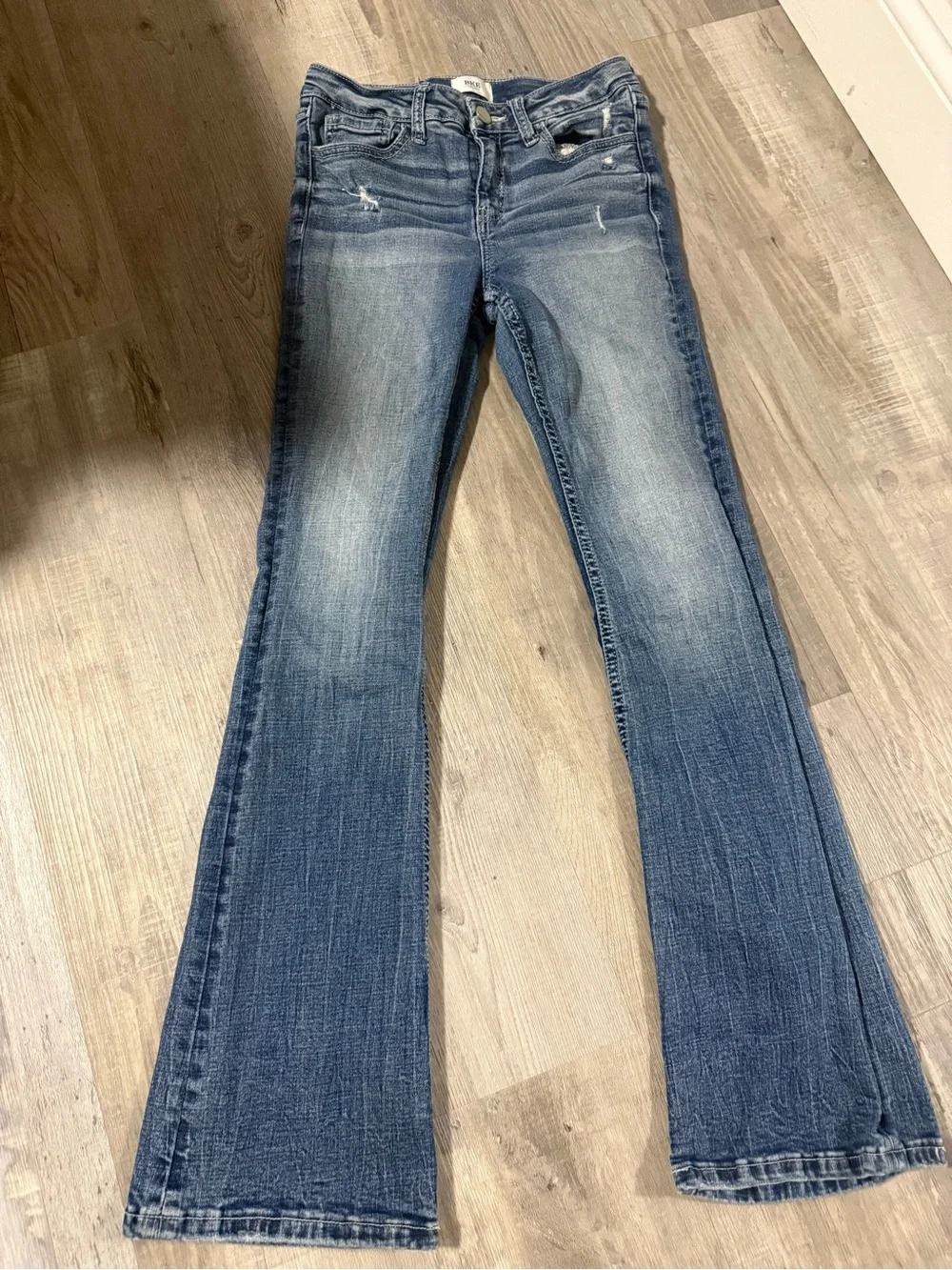 BKE Kids Blue Distressed Bootcut  Jeans